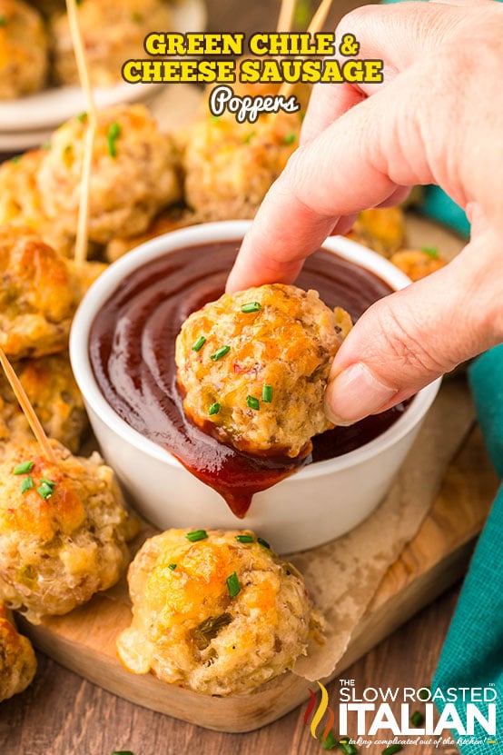 titled: Green Chile & Cheese Sausage Poppers