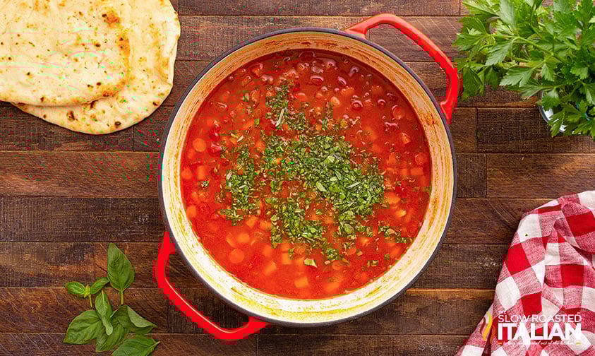 pot of italian lentil soup