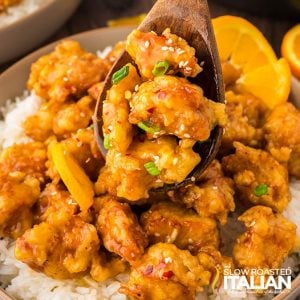 closeup of simple orange chicken recipe