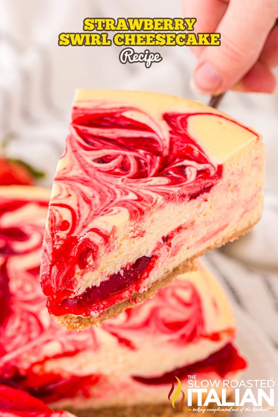 titled: Strawberry Swirl Cheesecake Recipe