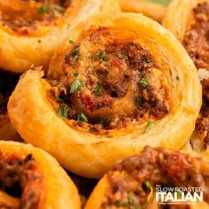 closeup of cheesy taco pinwheels