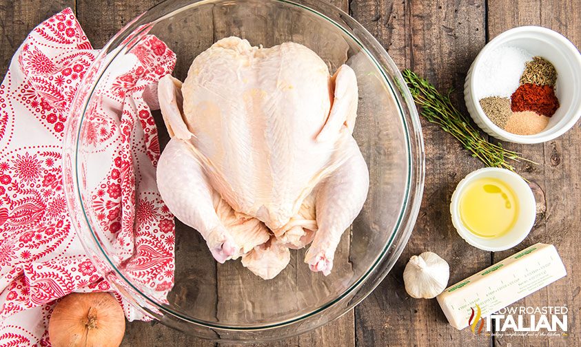 ingredients to make garlic thyme whole chicken in air fryer