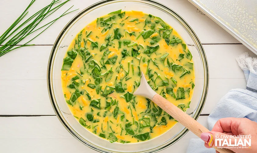 stirring egg mixture for cookie sheet eggs