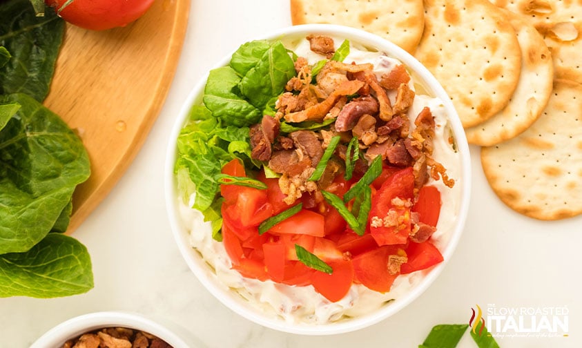 toppings added to BLT dip