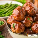 closeup of meatloaf meatballs smothered in balsamic glaze