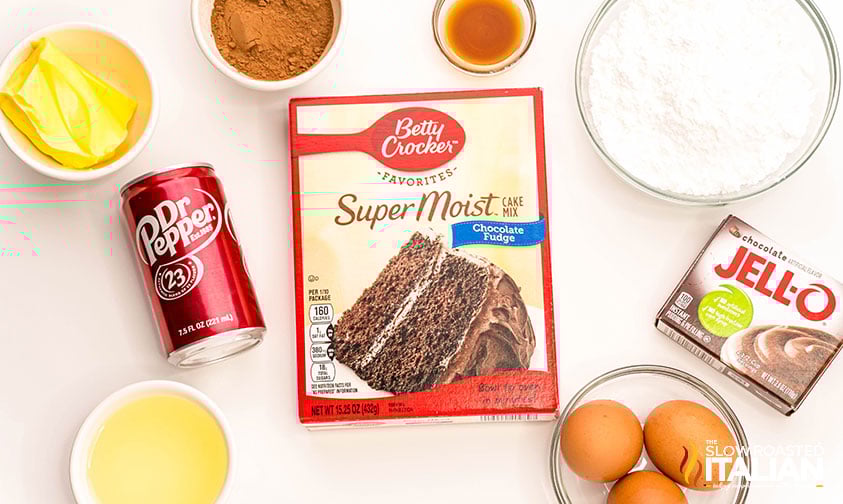 ingredients for chocolate dr pepper cake
