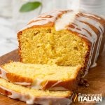 closeup of sliced orange pound cake