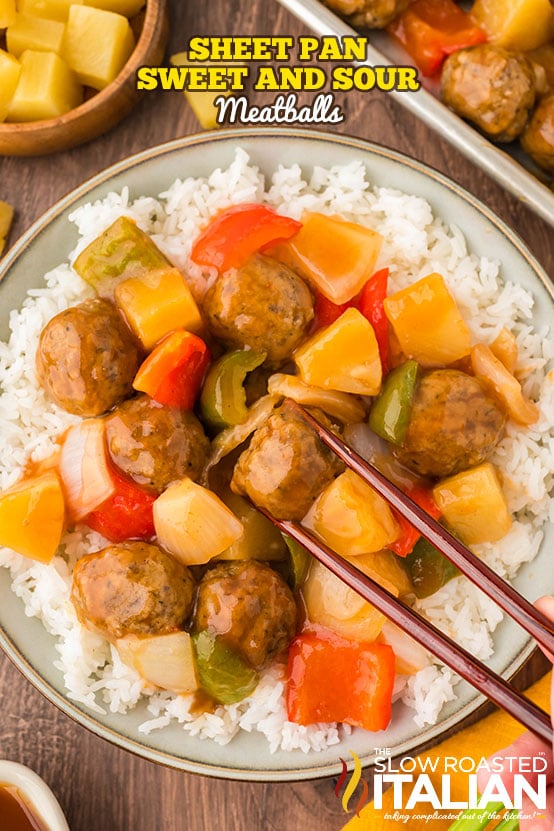 titled image: Sheet Pan Sweet and Sour Meatballs