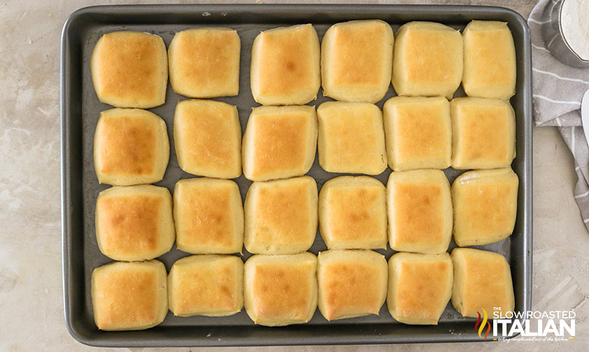 baked texas roadhouse rolls on a sheet pan