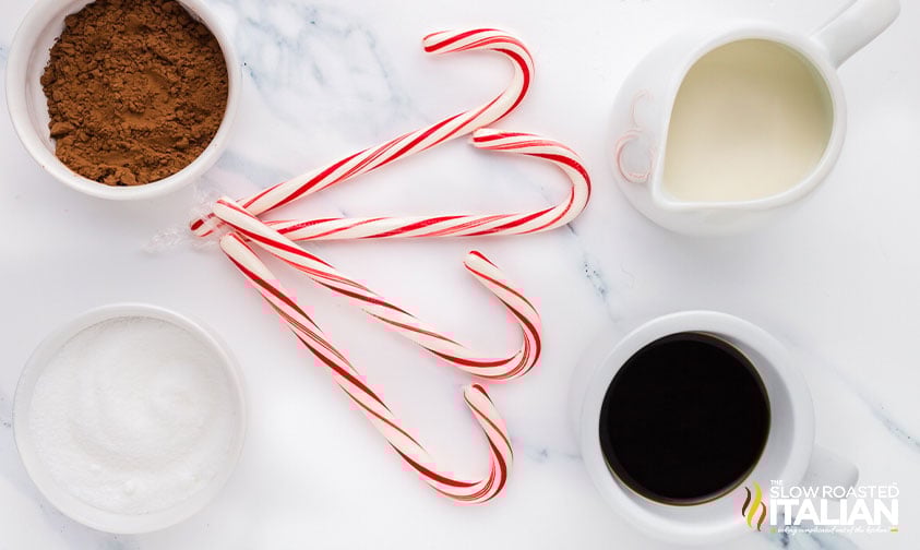 ingredients to make homemade peppermint mocha like starbucks