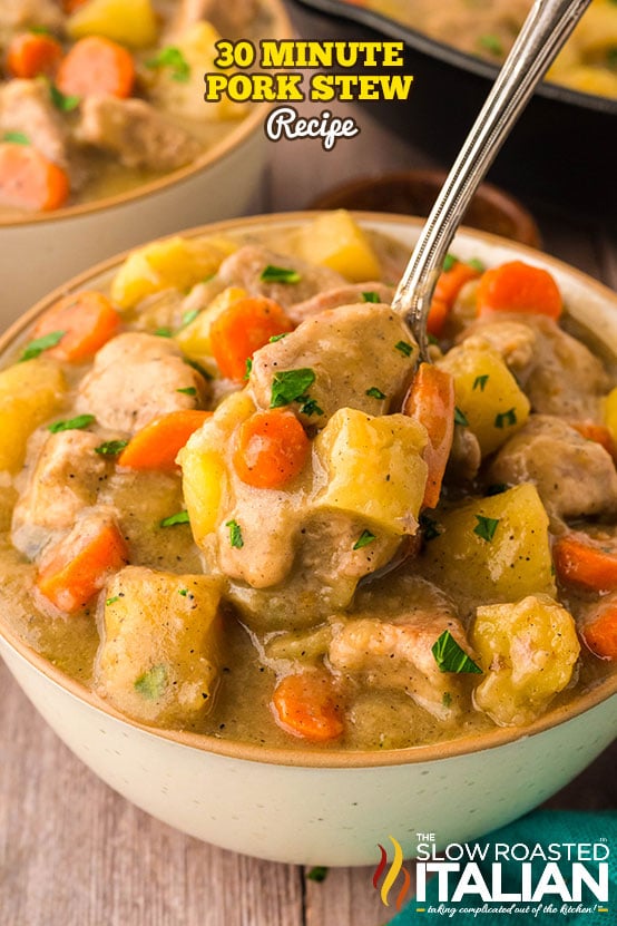Titled image: 30 Minute Pork Stew Recipe