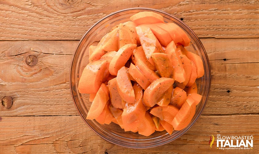 sliced carrots coated in brown sugar glaze