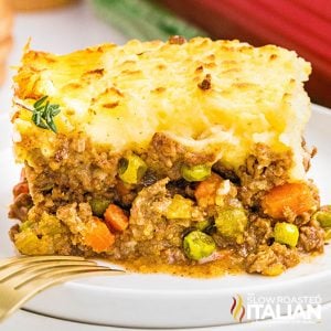 closeup of guinness shepherd's pie
