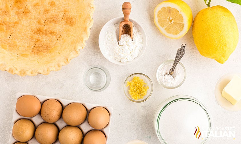 measured ingredients for lemon meringue pie recipe