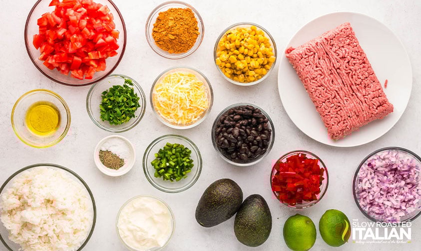 ingredients for taco bowls