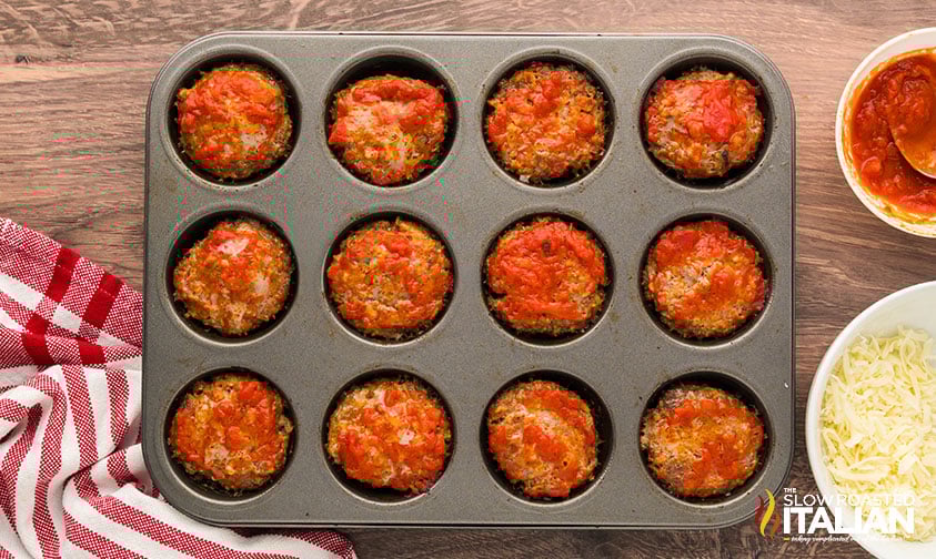 baked meatloaf cups in a muffin pan