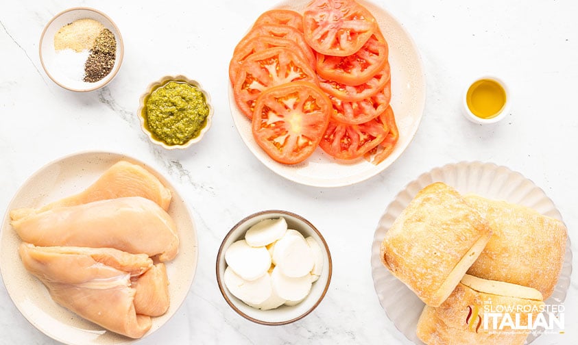 ingredients for chicken caprese sandwich