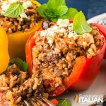 closeup of greek stuffed peppers