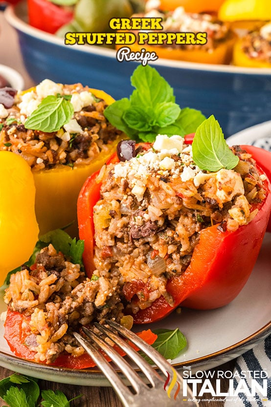 titled: Greek Stuffed Peppers Recipe