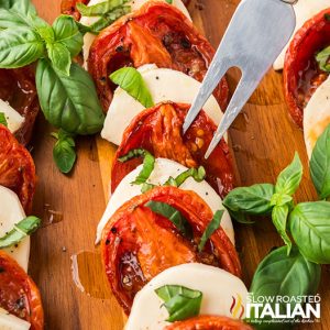 closeup of caprese salad recipe