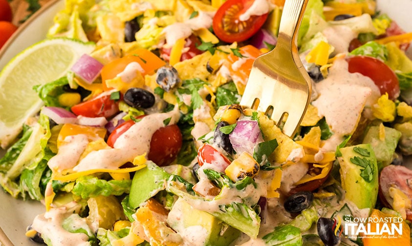 closeup of southwest chopped salad in a bowl