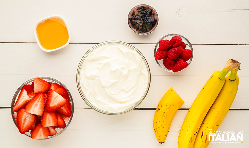 ingredients for banana berry popsicles