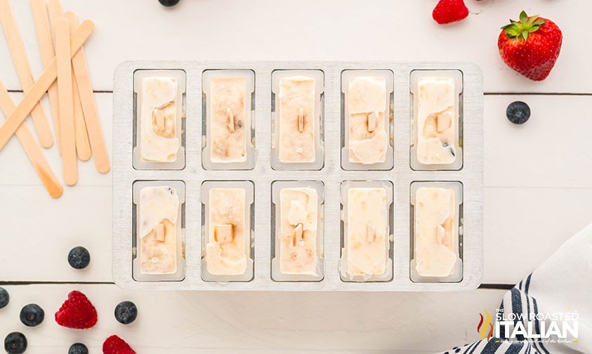 banana berry popsicles in popsicle mold