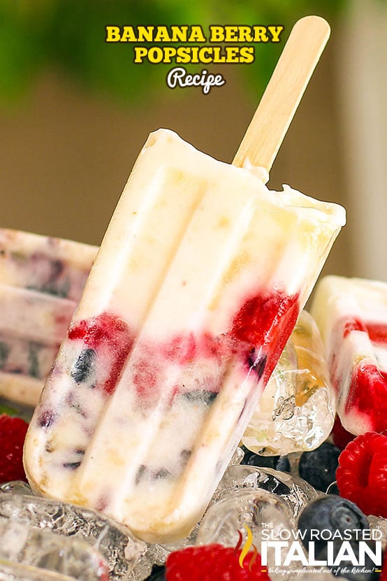 Titled image: Banana Berry Popsicles Recipe