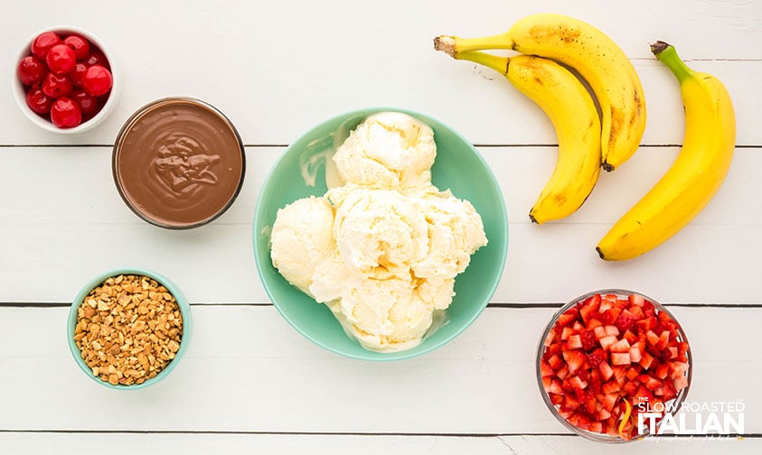 ingredients for banana split popsicles recipe