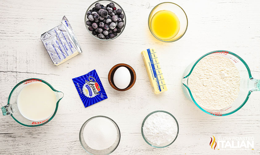 ingredients for blueberry sweet rolls
