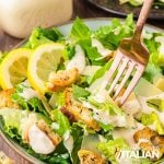 closeup of classic caesar salad