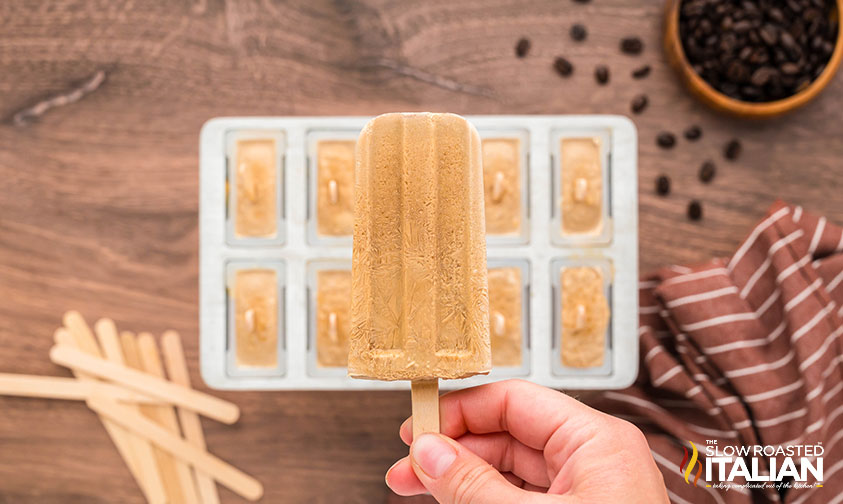 hand holding coffee popsicles