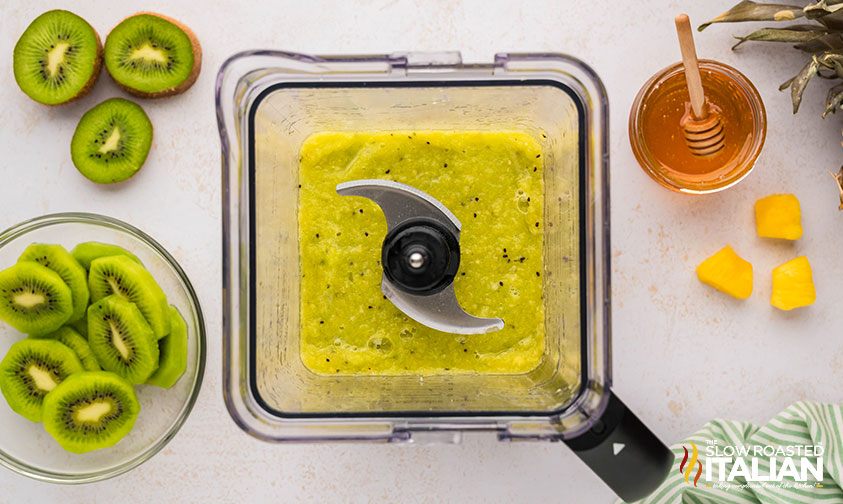 blended ingredients for kiwi popsicles