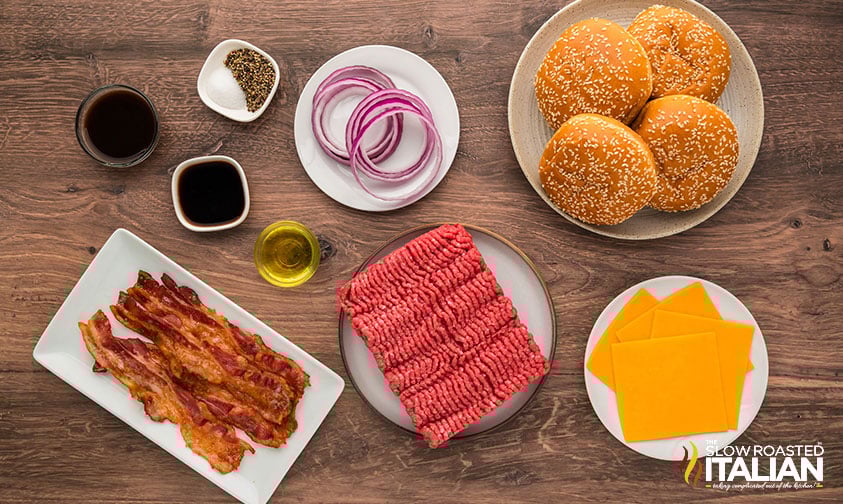 ingredients for bbq bacon burger