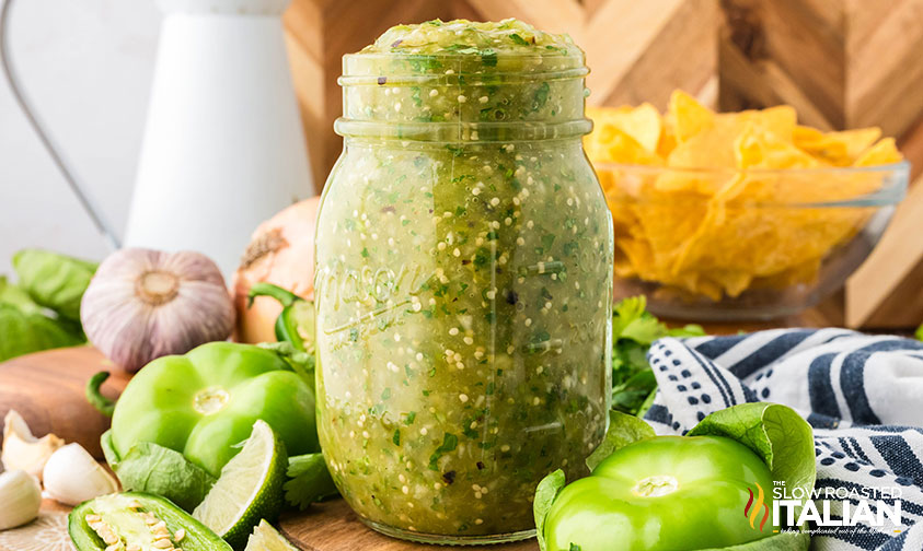 full jar of roasted salsa verde
