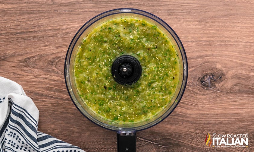 blended roasted salsa verde in a food processor