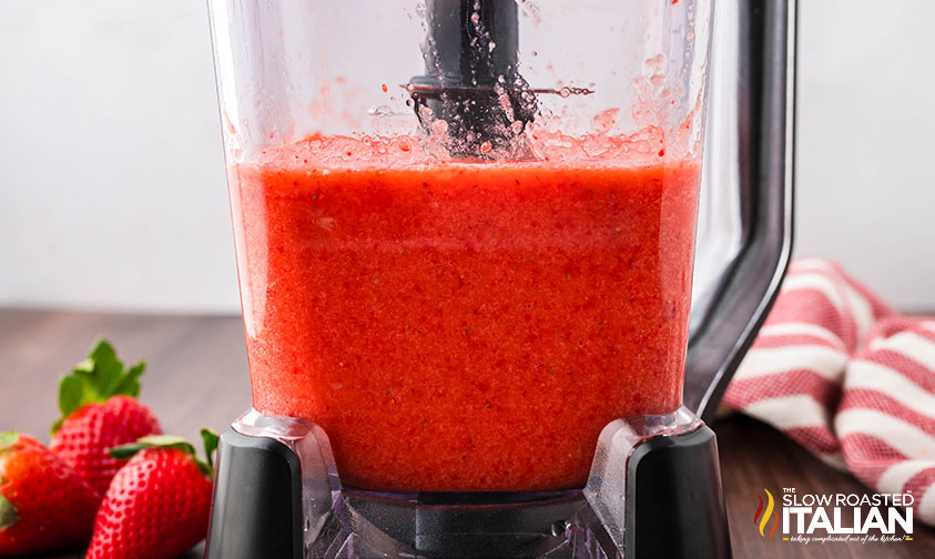 blended Strawberry Popsicles mixture