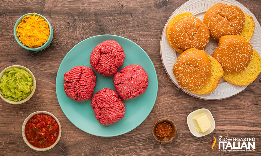 ingredients for tex mex guacamole burger