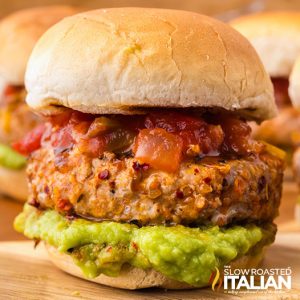 closeup of turkey burger sliders