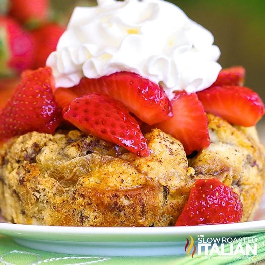 closeup of overnight french toast casserole cups