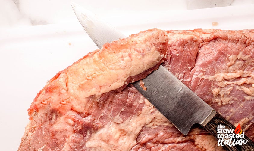 trimming fat from brisket
