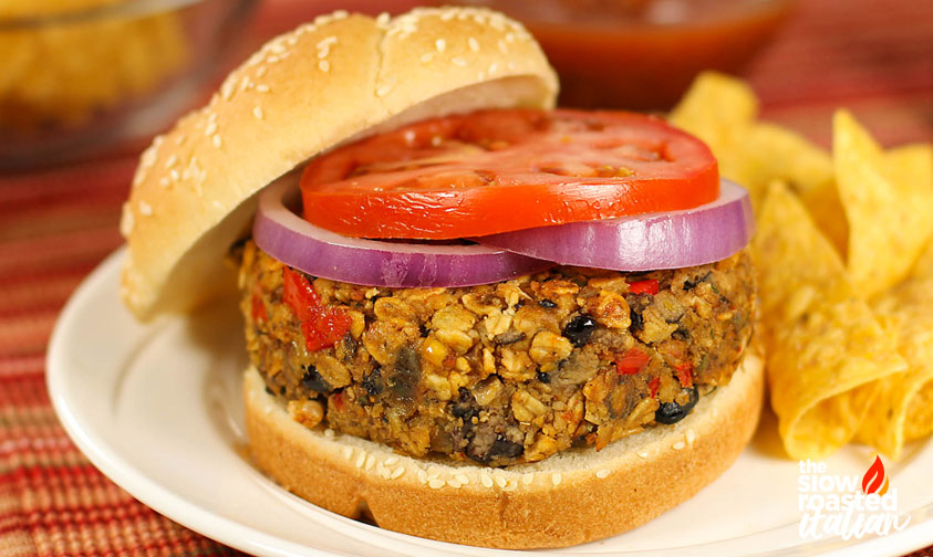 closeup of homemade veggie burgers