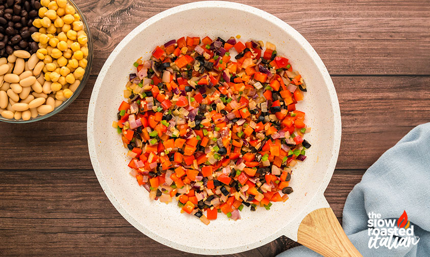 cooked vegetables for homemade veggie burgers