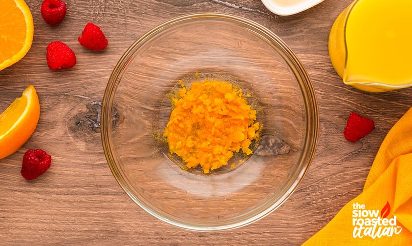 orange zest and sugar for orange juice popsicles