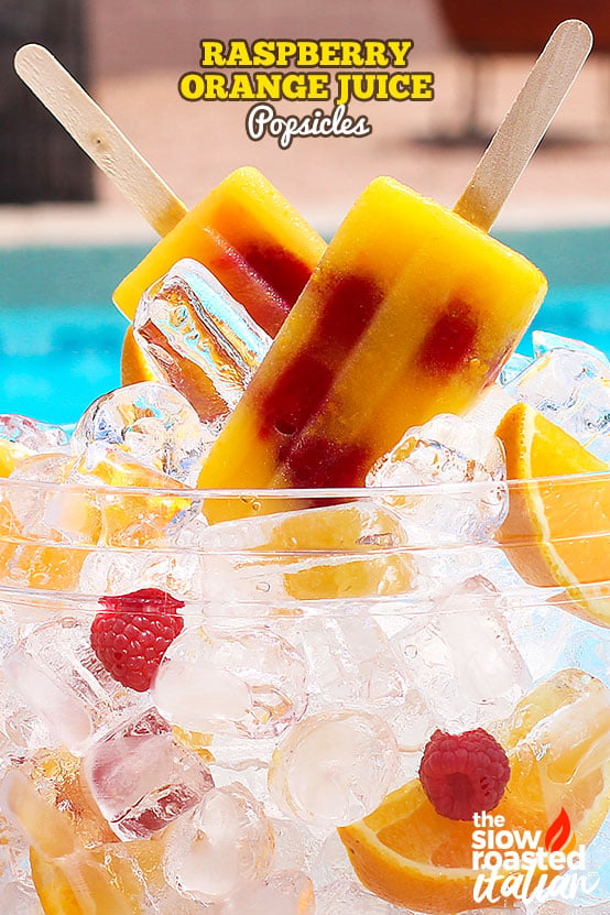 Titled image: Raspberry Orange Juice Popsicles