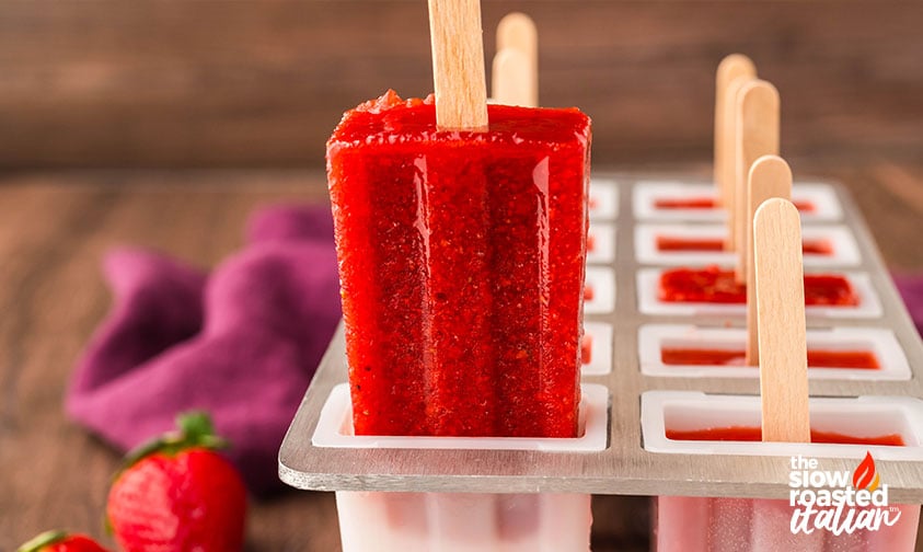 unmolding strawberry ice pops