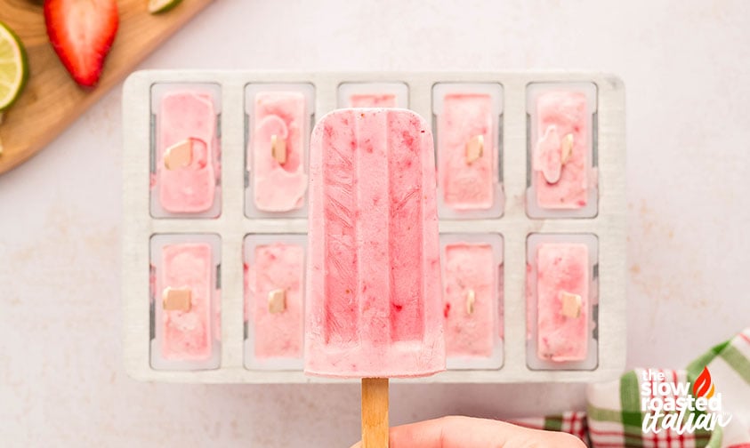 unmolded strawberry yogurt popsicle