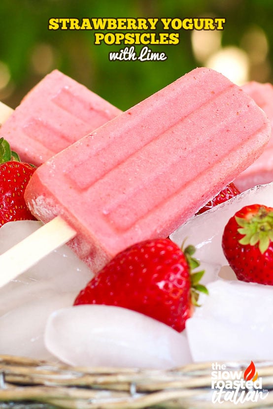 Titled: Strawberry Yogurt Popsicles with Lime