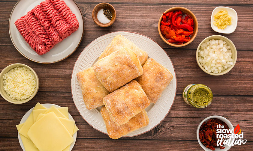 ingredients for Tuscan Inspired Mediterranean Burger