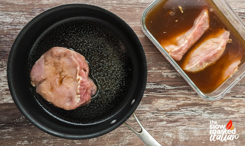 pork chops soaking in root beer marinade